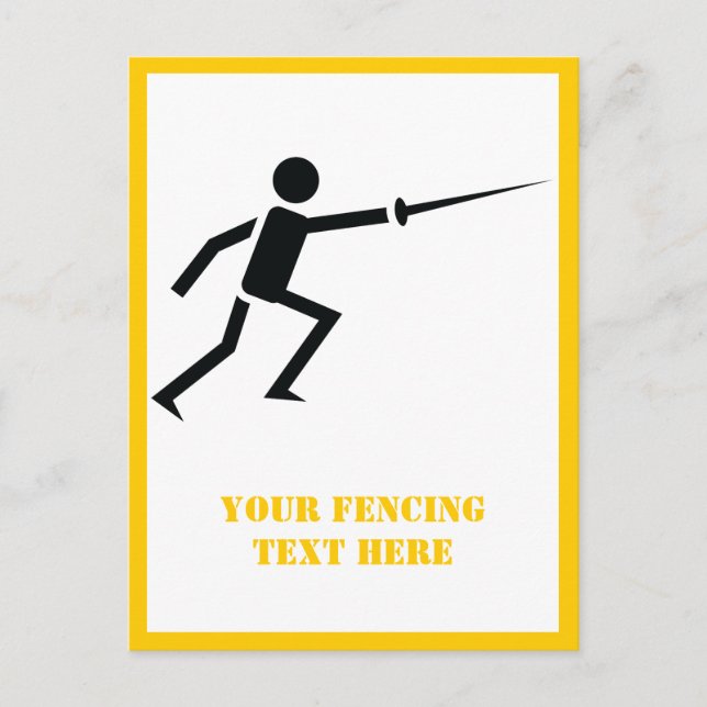 Carte Postale Silhouette noire Fencer, escrime vertical (Devant)