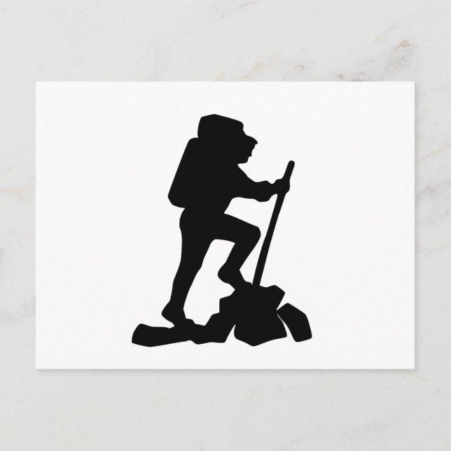 Carte Postale silhouette noire simple randonnée de montagne (Devant)