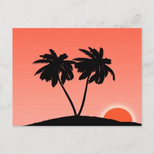Carte Postale Silhouette Palmier Contre Orange Coucher Du Soleil