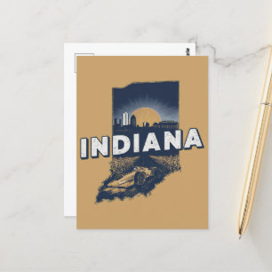 Carte Postale Silhouette Pittoresque rétro Indiana