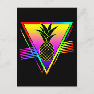 Carte Postale Silhouette Rétro Moderne Ananas Fruit D'été