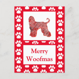 Carte Postale Silhouette Rouge Chien à col afghan Joyeux Noël