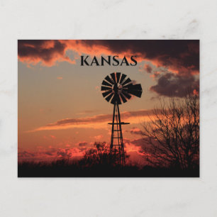 Carte postale Silhouette Windmill Kansas