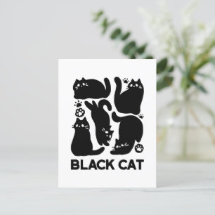 Carte Postale Silhouettes de chat noir - Design Feline mignon