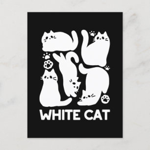Carte Postale Silhouettes de chaton blanc - Design Feline mignon