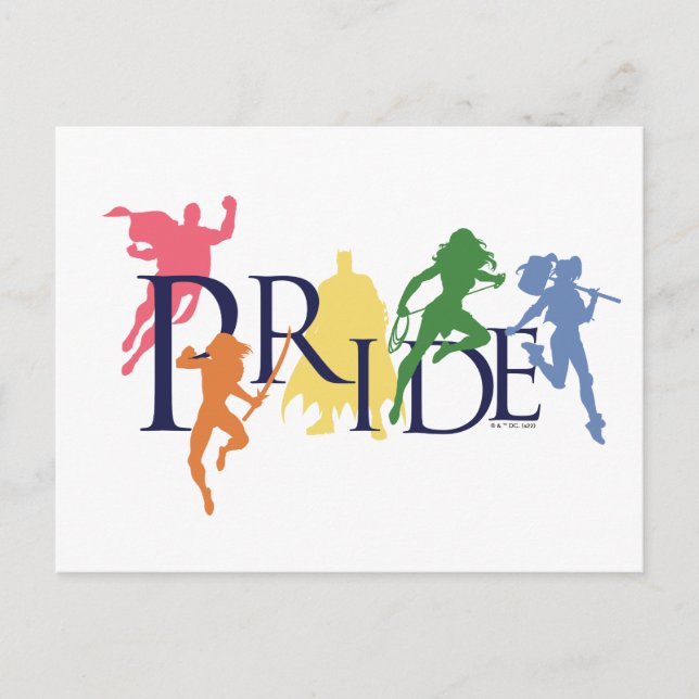 Carte Postale Silhouettes de personnage de la Ligue de la Justic (Devant)