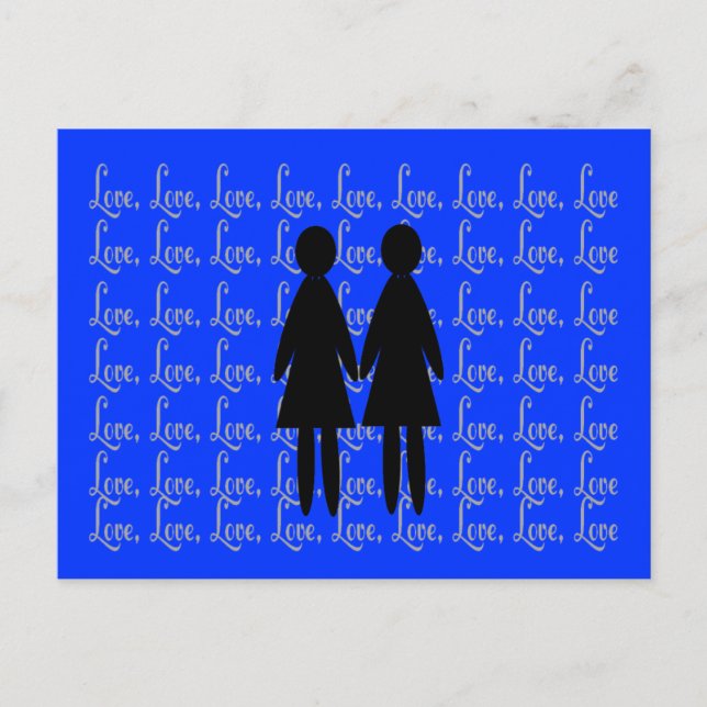 Carte Postale Silhouettes lesbiennes "LOVE" (Devant)