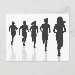 Carte Postale Silhouettes minimalistes des coureurs de marathon
