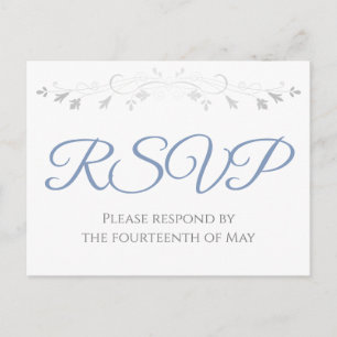 Carte Postale Silver & Blue Grey Simple Elégance Mariage RSVP