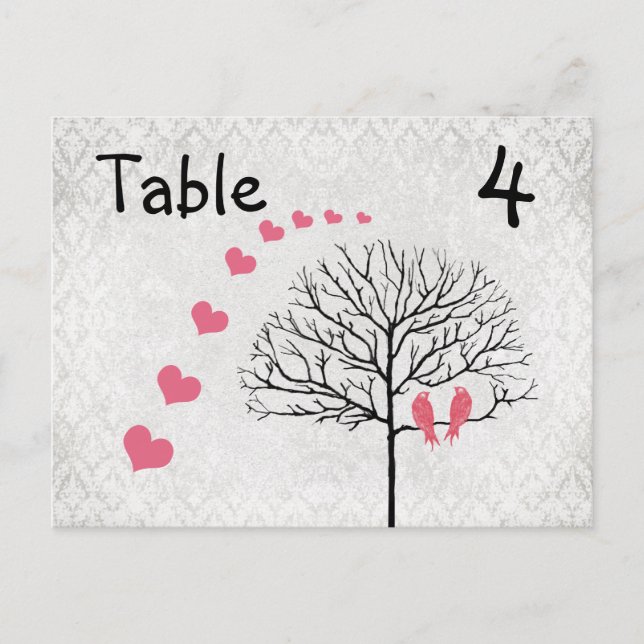 Carte Postale Silver Damask Honeysuckie Birds Tableau Numéro Car (Devant)