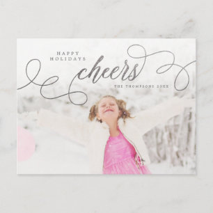 Carte Postale Silver Script Joyeuses Fêtes Photo Personnalisée P