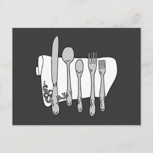 Carte postale Silverware Black White Art