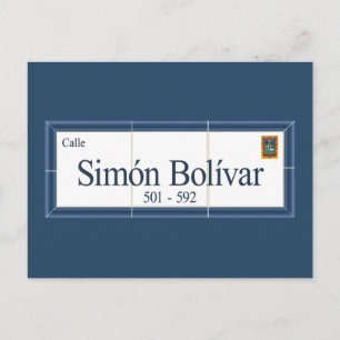 Carte Postale Simon Bolivar, plaque de rue, sucre, Bolivie