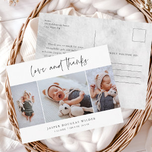 Carte Postale Simple 3 Photo Amour et Merci Bébé Merci