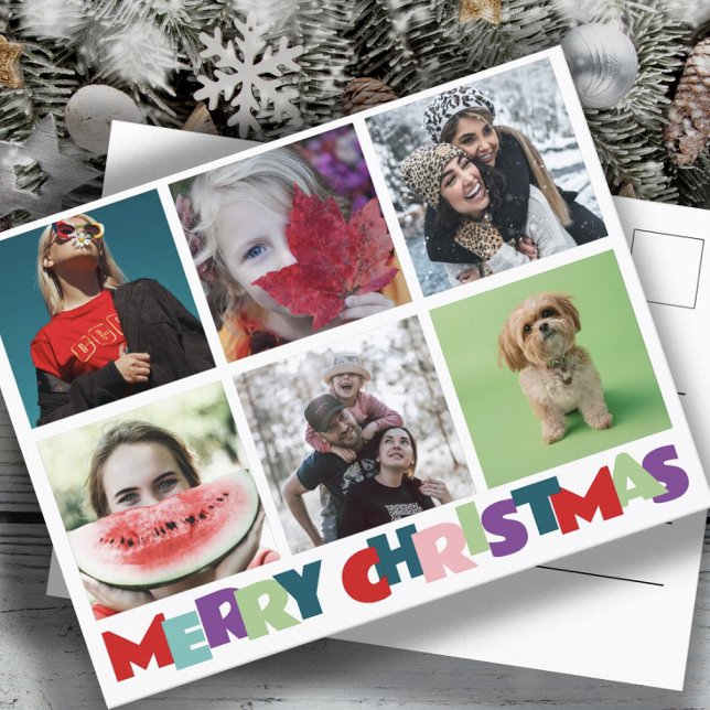 Carte Postale Simple 6 Insta Photo Collage Joyeux Noël (Créateur téléchargé)