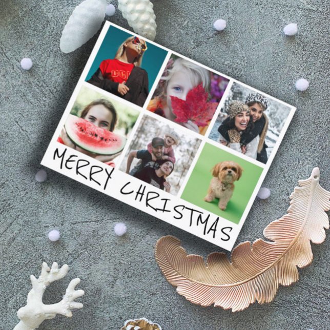 Carte Postale Simple 6 Insta Photo Collage Joyeux Noël (Créateur téléchargé)