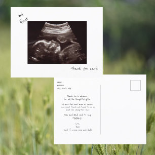 Carte Postale Simple amusant Ultrasound Baby shower Merci