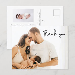 Carte Postale Simple baby shower moderne fille merci
