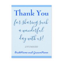 Carte postale simple, bleue "Merci"