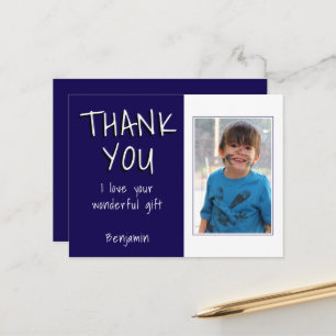 Carte Postale Simple Blue Boy Photo Merci Anniversaire