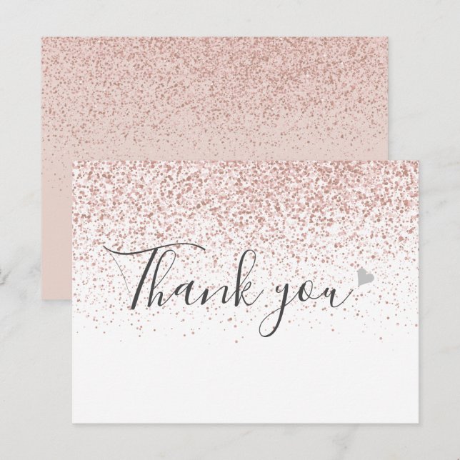 Carte Postale Simple Business Script Rose Gold Merci  (Devant / Derrière)