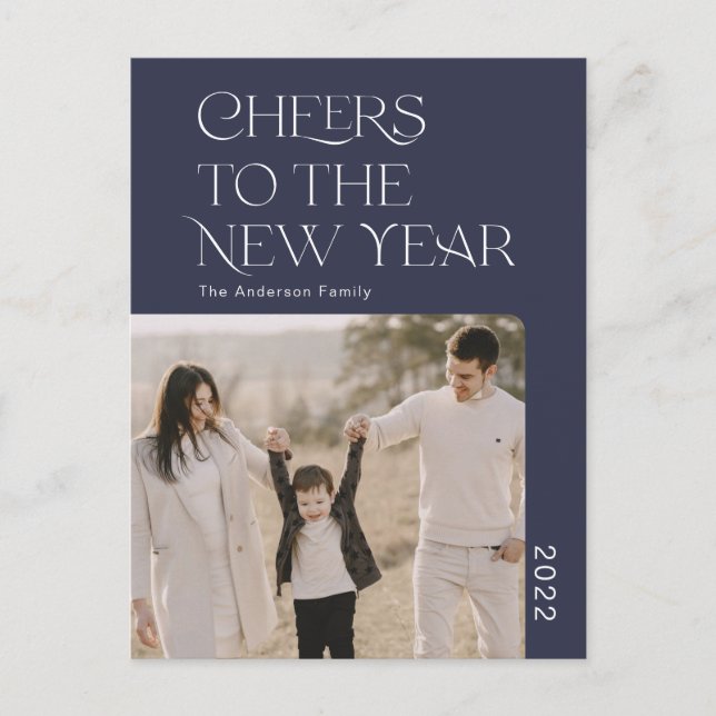 Carte Postale Simple Cheers à la nouvelle année 2022 photo de fa (Devant)