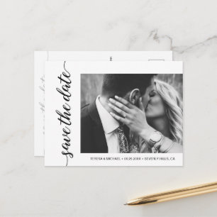 Carte Postale Simple chic Fiançailles Photo Wedding Enregistrer 