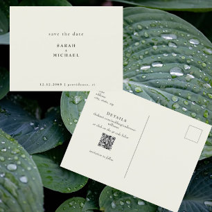 Carte Postale Simple Code QR Mariage Jaune Enregistrez la Date