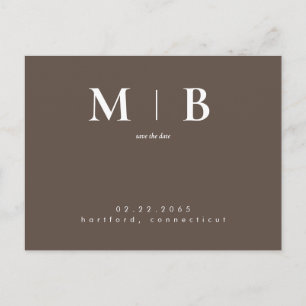 Carte Postale Simple Contemporary Slek Monogram Brown Date de sa