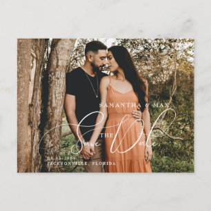 Carte Postale Simple Couple Two Photo Elegant Enregistrer la dat