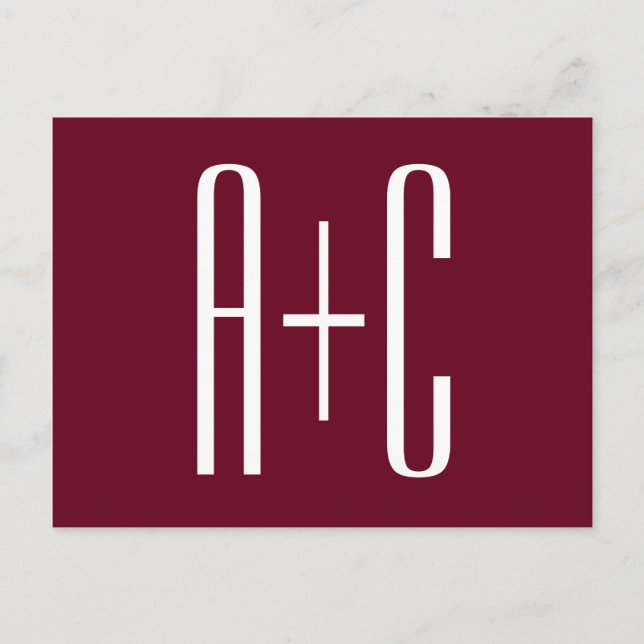 Carte Postale Simple Couples | White & Burgundy (Devant)