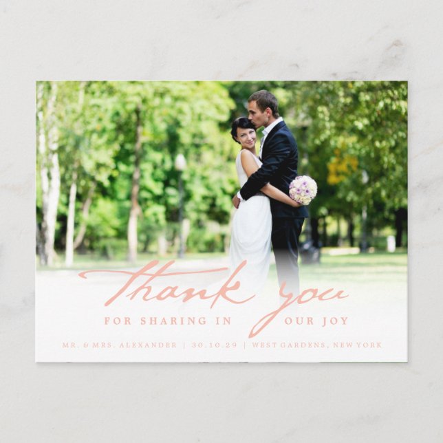 Carte Postale Simple écriture manuscrite Script Classy Mariage M (Devant)