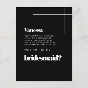Carte Postale Simple elegant & chic Bridesmaid proposal