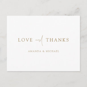 Carte Postale Simple Elegant Gold Wedding Thank You
