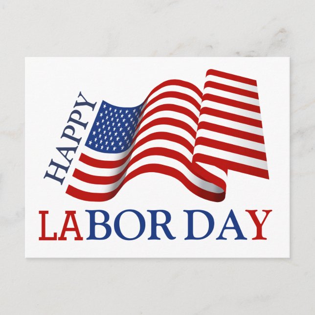 Carte Postale Simple Elégant Joyeux Fête du Travail Rouge Blanc  (Devant)