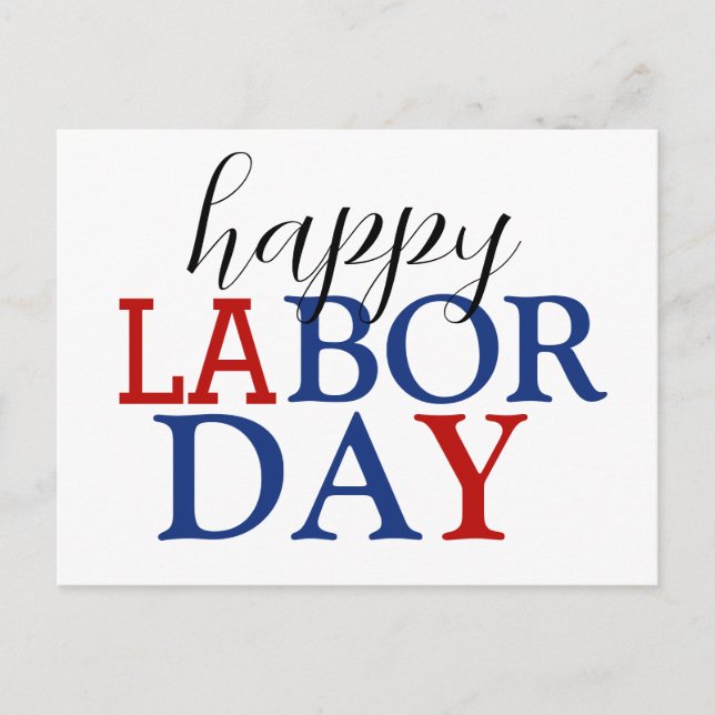 Carte Postale Simple Elégant Joyeux Fête du Travail Rouge Blanc  (Devant)