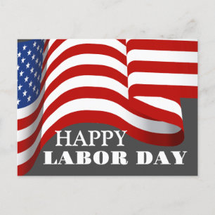 Carte Postale Simple Elegant Labor Day avec drapeau américain