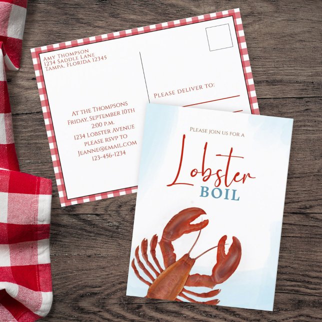 Carte Postale Simple Elegant Watercolor Red Lobster Boil (Créateur téléchargé)