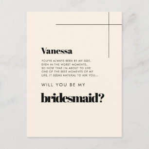 Carte Postale Simple élégante et chic Cream Bridesmaid propositi