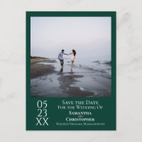 Simple Emerald Green Wedding Save the Date Photo