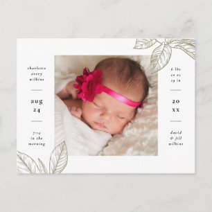 Carte postale simple Faire-part de naissance photo