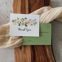 Simple feuillage vert floral calligraphie Merci