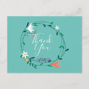 Carte Postale Simple Floral Garland Script Merci d'affaires