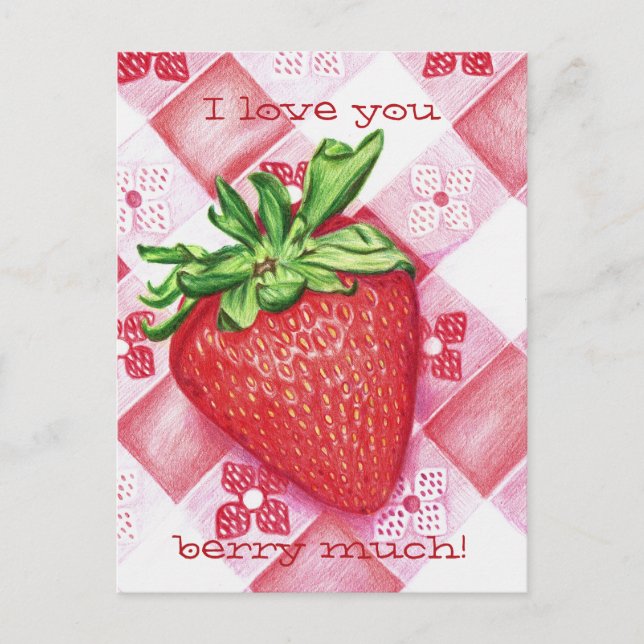 Carte postale simple fraise (Devant)