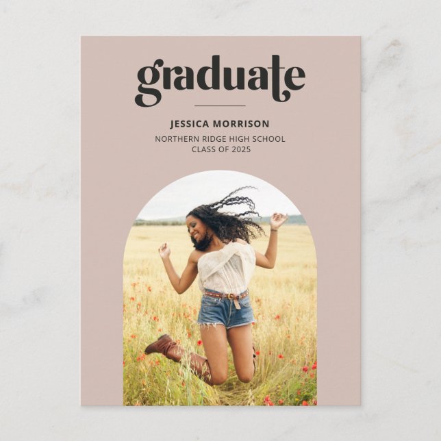 Carte Postale Simple Graduate Pink & Black Graduate Party (Devant)