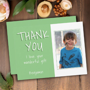 Carte Postale Simple Green Boy Photo Merci Anniversaire