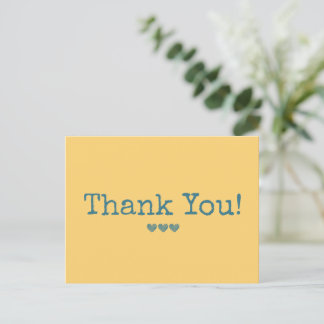 Carte Postale Simple Jaune Et Bleu Votre Texte Merci