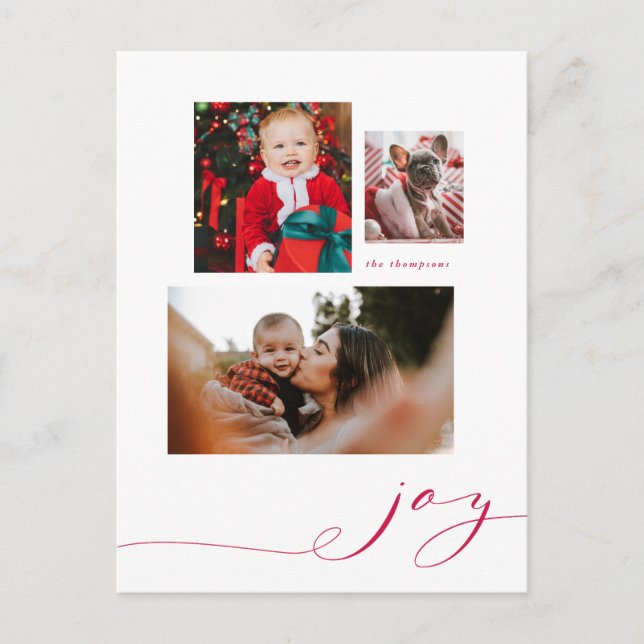 Carte postale simple Joy Multi-Photo Holiday (Devant)
