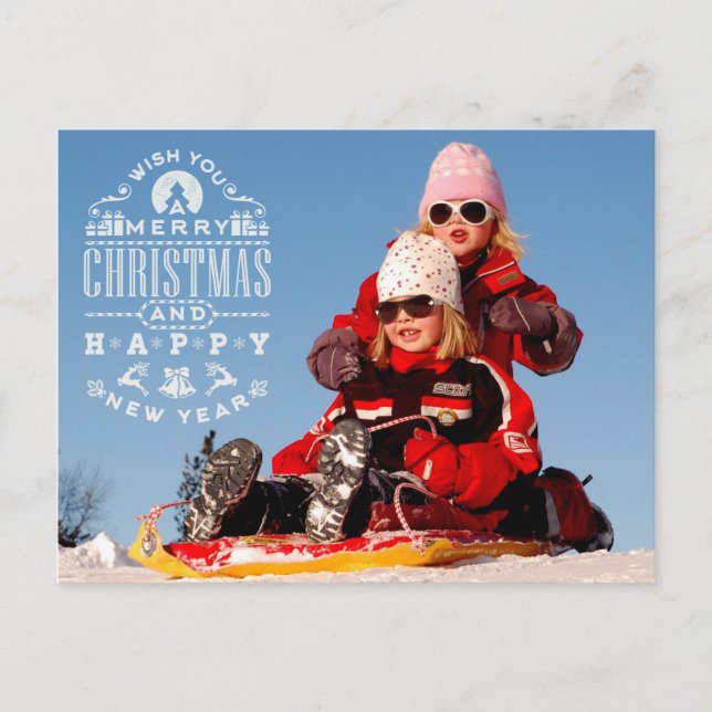 Carte Postale Simple Joyeux Noël et Bonne Année Photo (Devant)