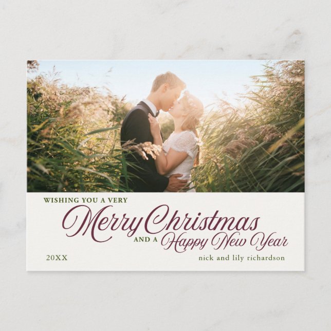 Carte Postale Simple Joyeux Noël | Une photo personnalisée (Devant)